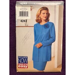 Butterick Sewing pattern 4243 suit long blazer straight skirt size 12 14